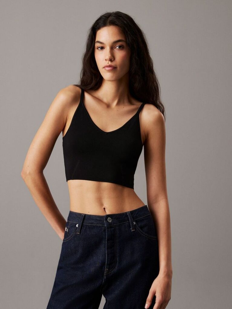 Black Stretch Knit Bralette Top  Women
