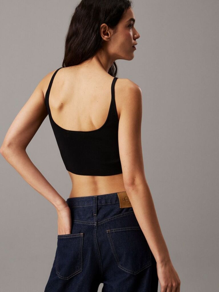 Black Stretch Knit Bralette Top  Women