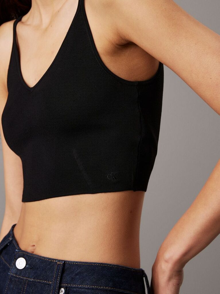 Black Stretch Knit Bralette Top  Women