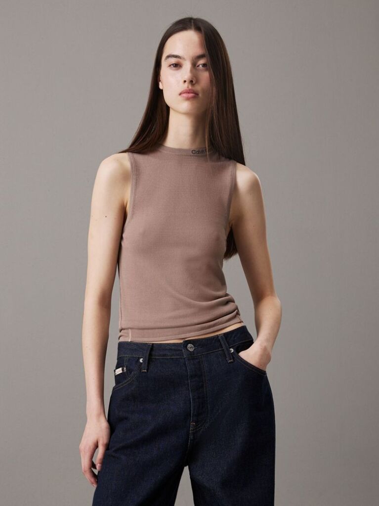 Grey Soft Knit Tank Top  Women