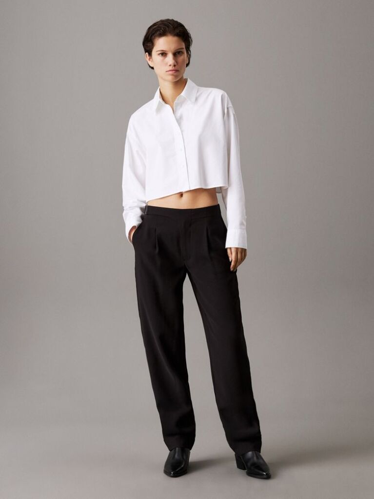 Black Soft Viscose Pleated Trousers  Women