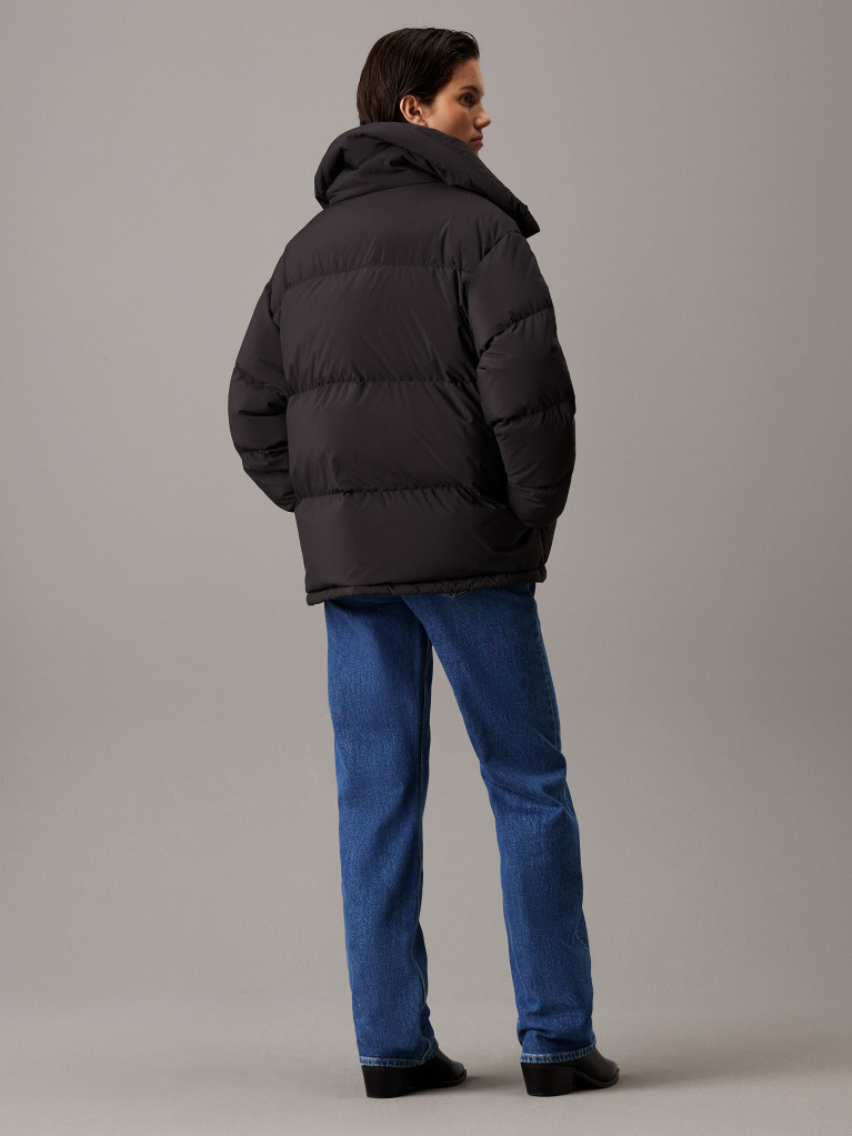 Black Relaxed Down Puffer Jacket  Women