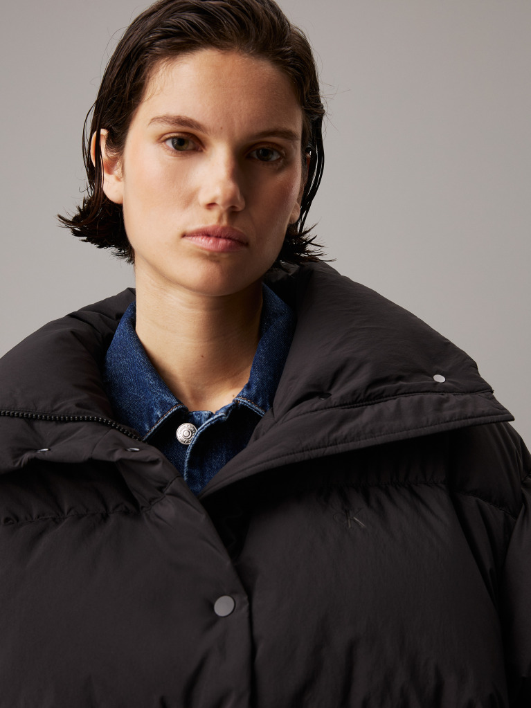 Black Relaxed Down Puffer Jacket  Women