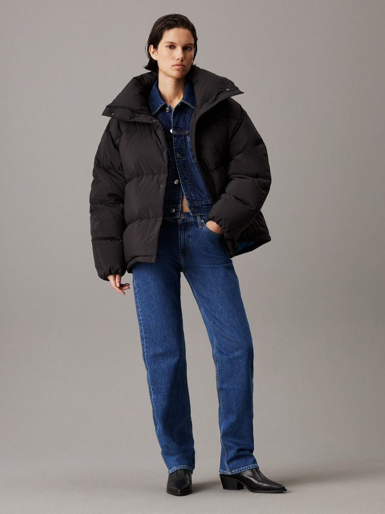 Black Relaxed Down Puffer Jacket  Women