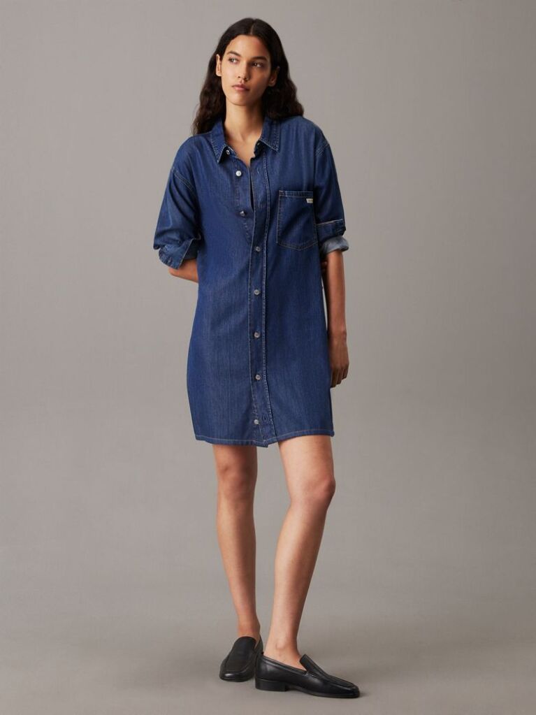 Denim Belted Denim Shirt Dress  Women
