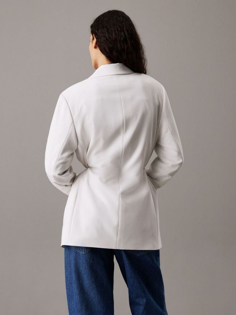 White Soft Twill Tie Back Blazer  Women