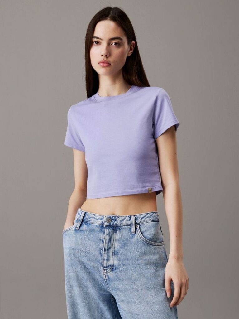 Μοβ Cropped Βαμβακερό T-shirt  Γυναίκα
