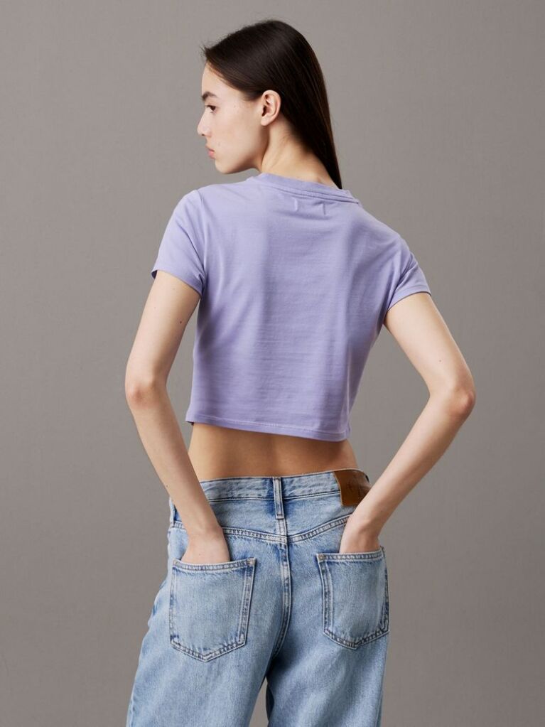 Μοβ Cropped Βαμβακερό T-shirt  Γυναίκα