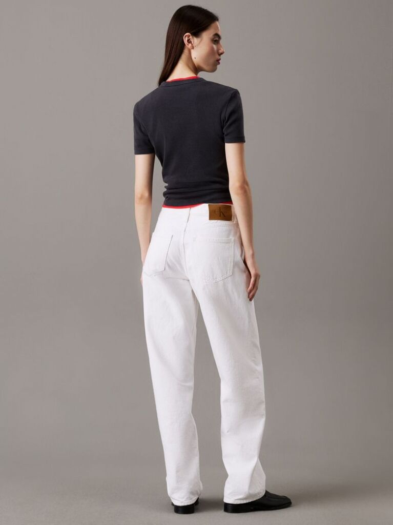 Black Slim Ribbed Cotton T-shirt  Women