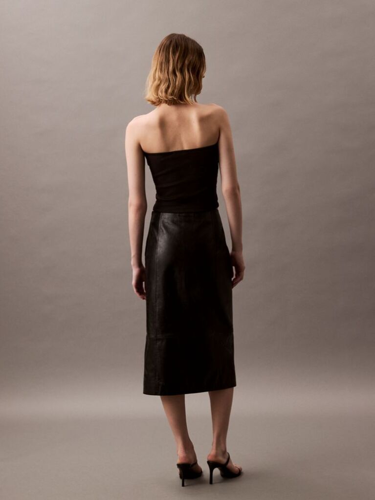 Black Ribbed Cotton Strapless Top  Women