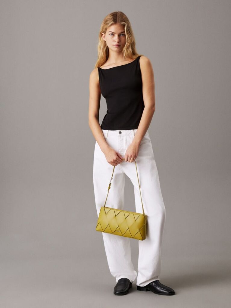 Black Logo Tape Open Back Top  Women