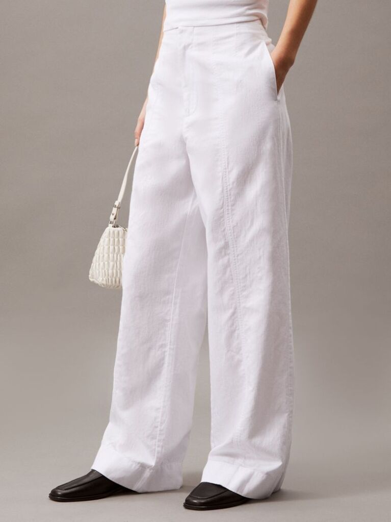 White Soft Cotton Linen Trousers  Women