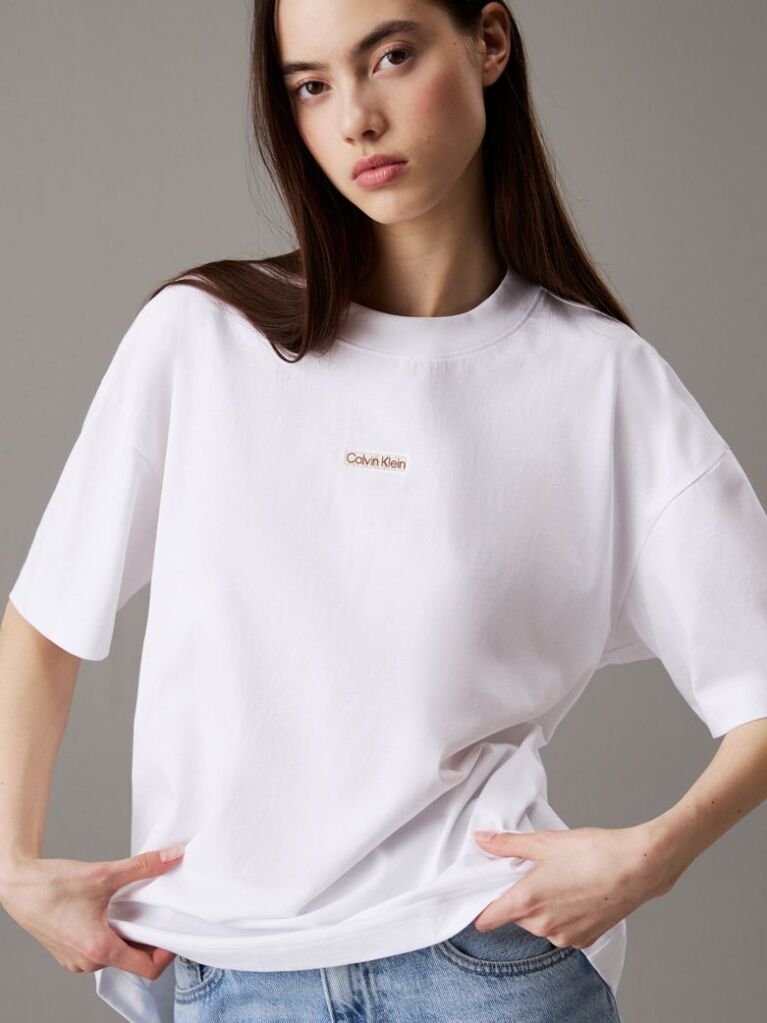 White Boyfriend Badge T-shirt  Women