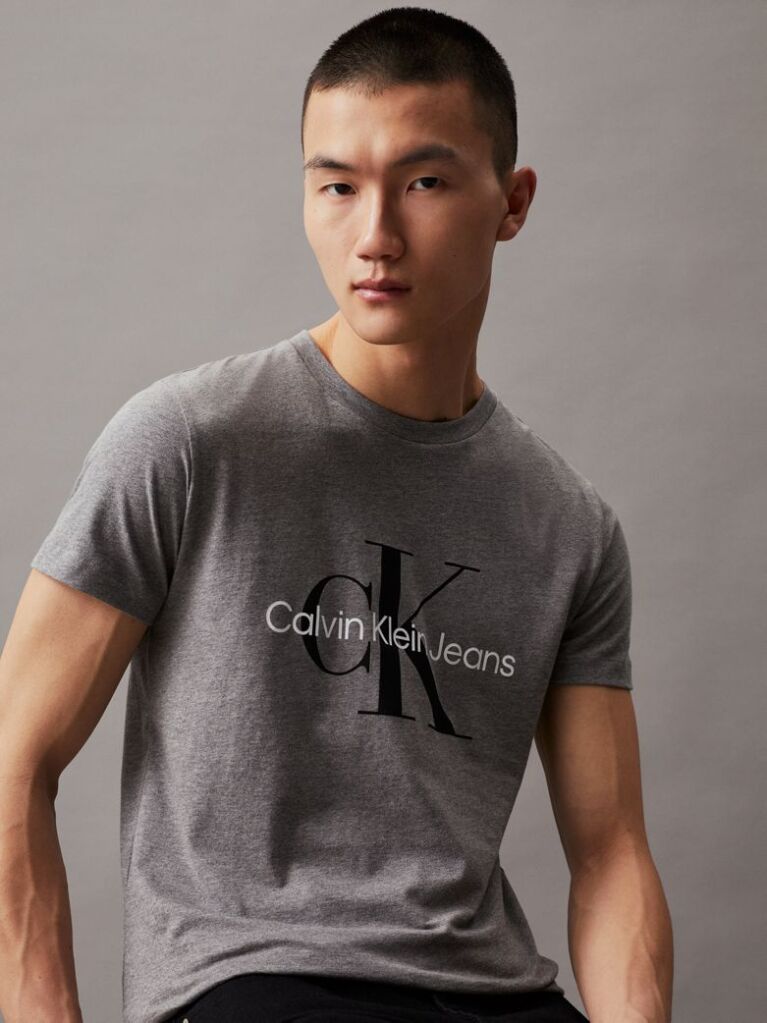 Γκρι Slim T-Shirt Με Μονόγραμμα  Άνδρας
