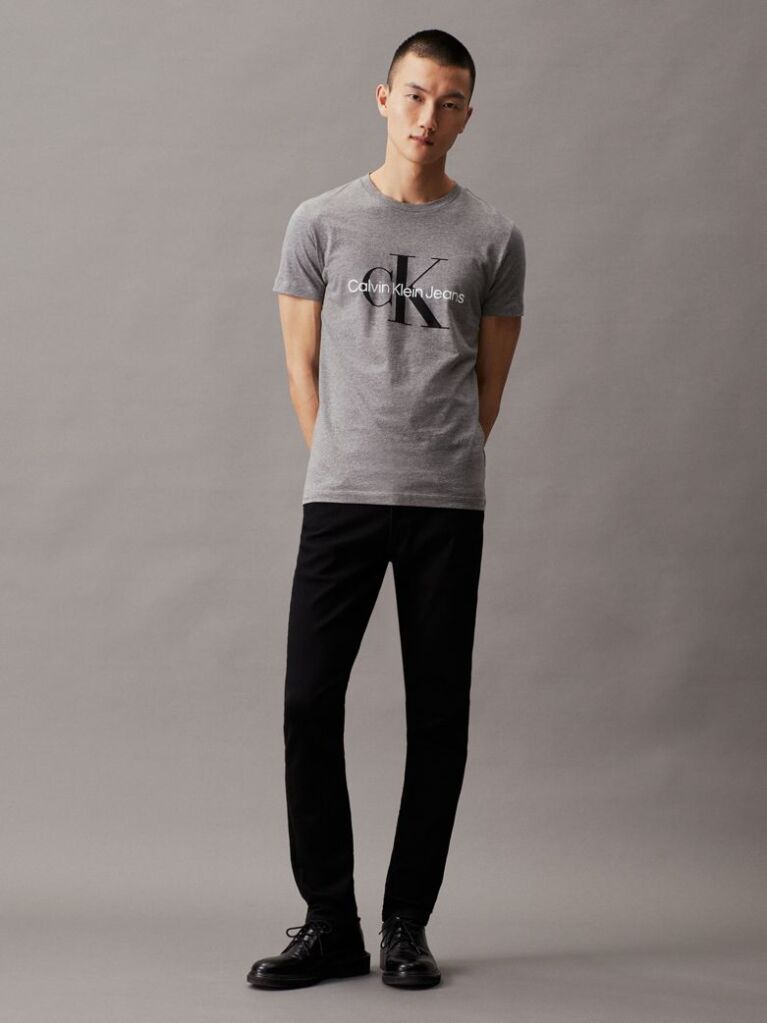 Γκρι Slim T-Shirt Με Μονόγραμμα  Άνδρας
