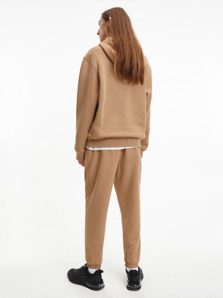 Brown Relaxed Logo Tape Hoodie  Men