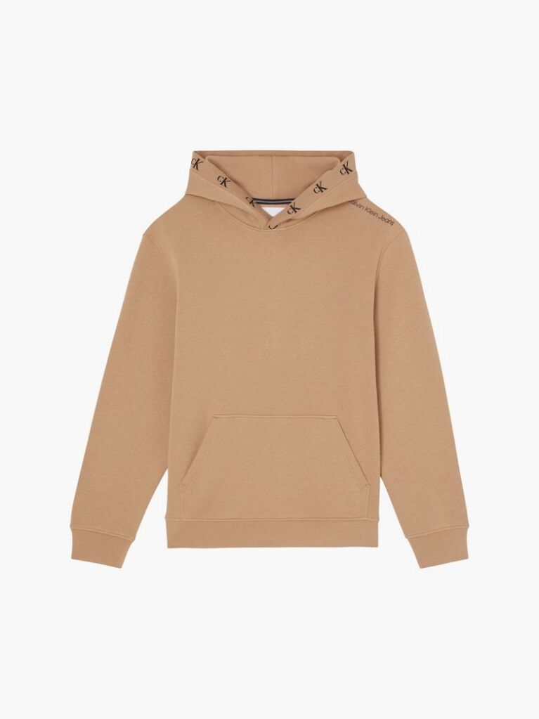 Brown Relaxed Logo Tape Hoodie  Men