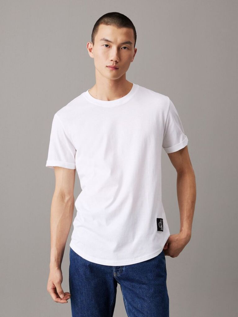 White Cotton Badge T-shirt  Men