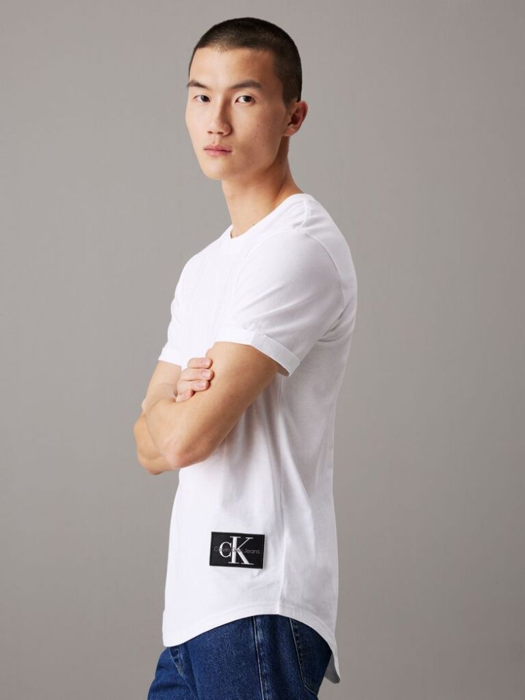 White Cotton Badge T-shirt  Men