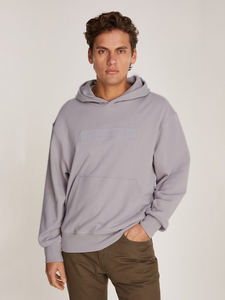 Γκρι Hoodie Με Ανάγλυφο Λογότυπο  Άνδρας