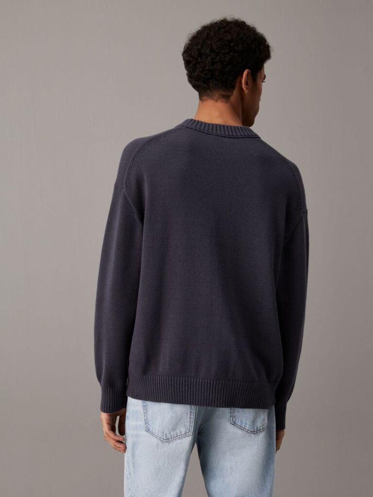 Black Oversized Cotton Wool Jumper  Men