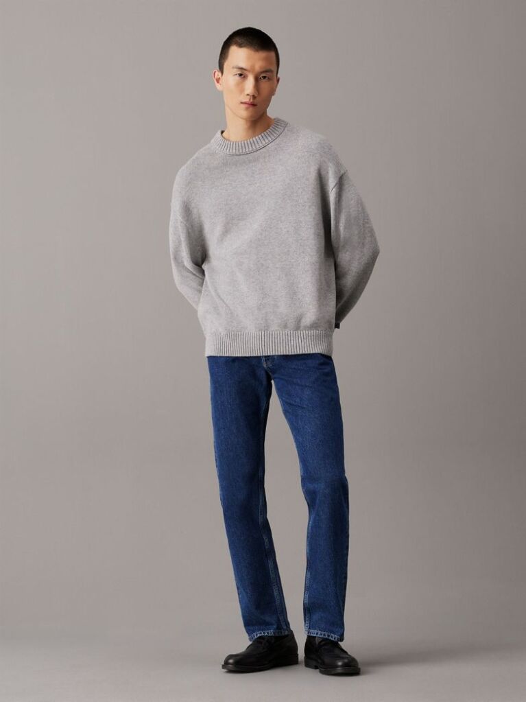 Grey Oversized Cotton Wool Jumper  Men