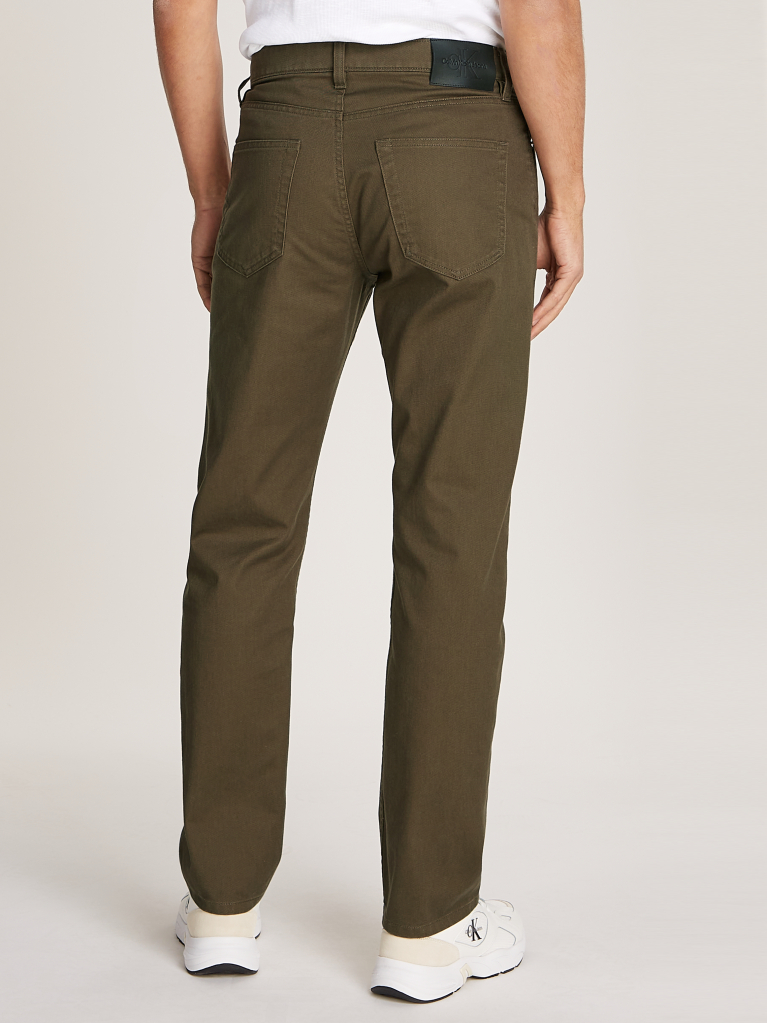 Black Straight Cotton Twill Trousers  Men