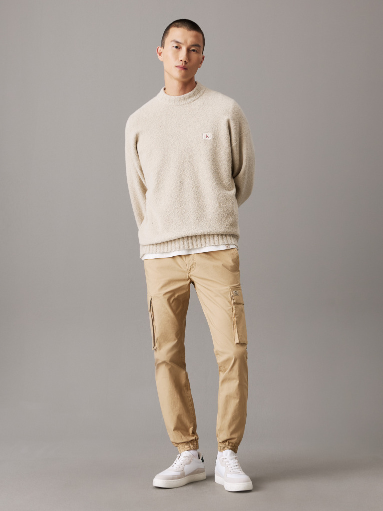 Beige Skinny Ripstop Cargo Pants  Men