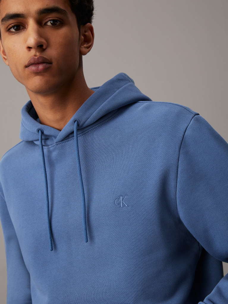 Μπλε Hoodie Από Χοντρό Fleece  Άνδρας