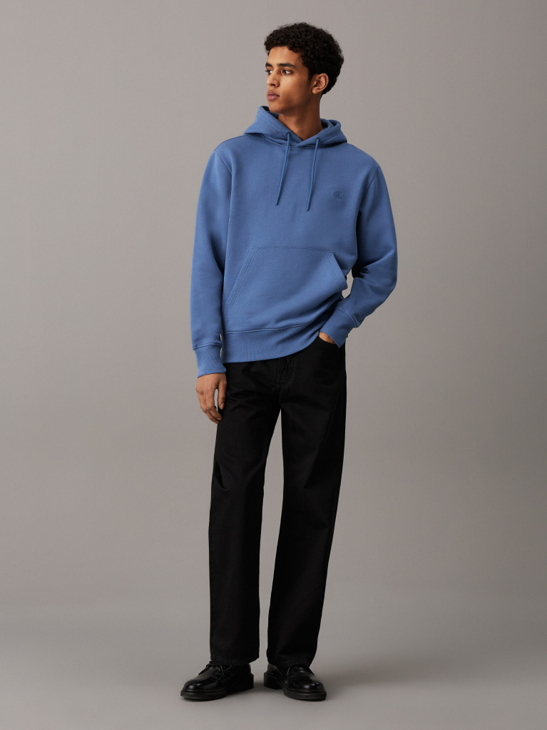 Μπλε Hoodie Από Χοντρό Fleece  Άνδρας