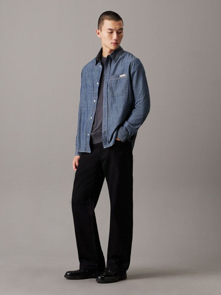 Denim Cotton Chambray Shirt  Men