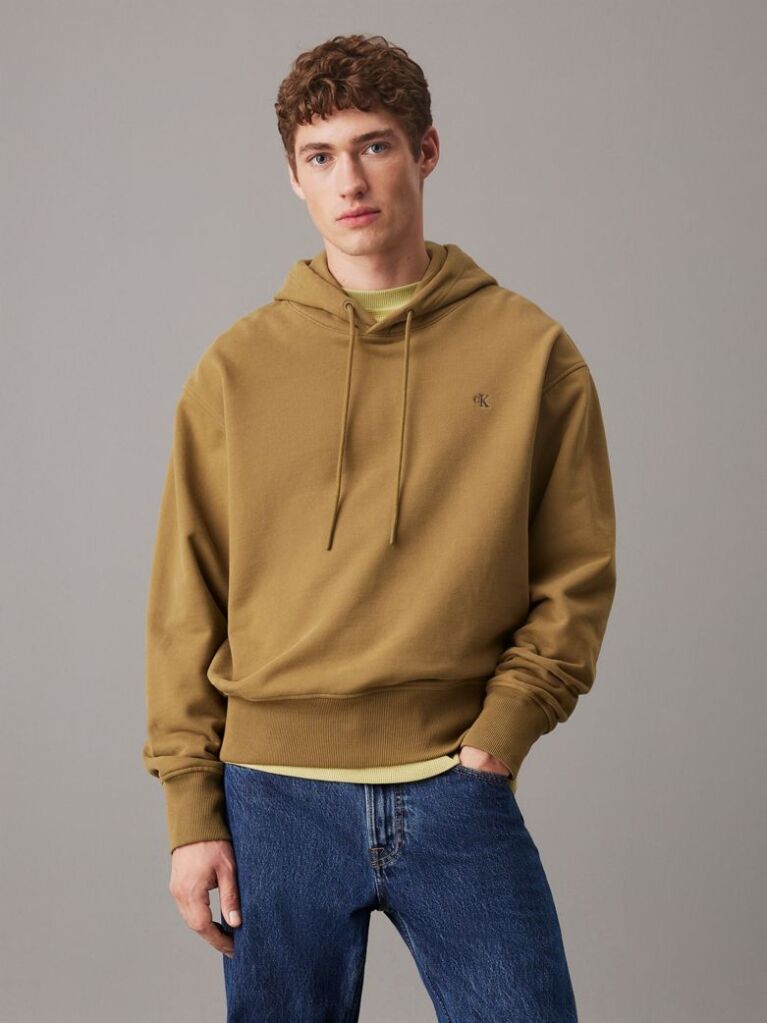 Καφέ Hoodie Από Βαμβακερό Terry  Άνδρας