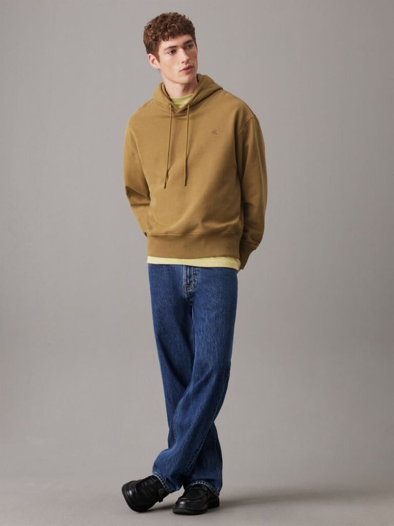 Καφέ Hoodie Από Βαμβακερό Terry  Άνδρας