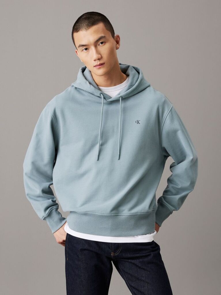 Γκρι Hoodie Από Βαμβακερό Terry  Άνδρας
