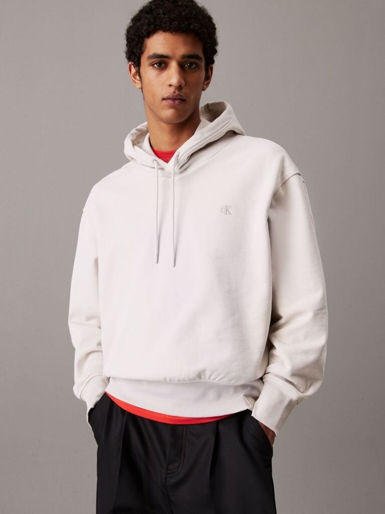 Μπεζ Hoodie Από Βαμβακερό Terry  Άνδρας