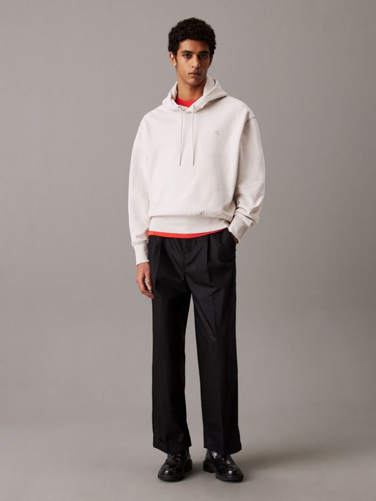 Μπεζ Hoodie Από Βαμβακερό Terry  Άνδρας