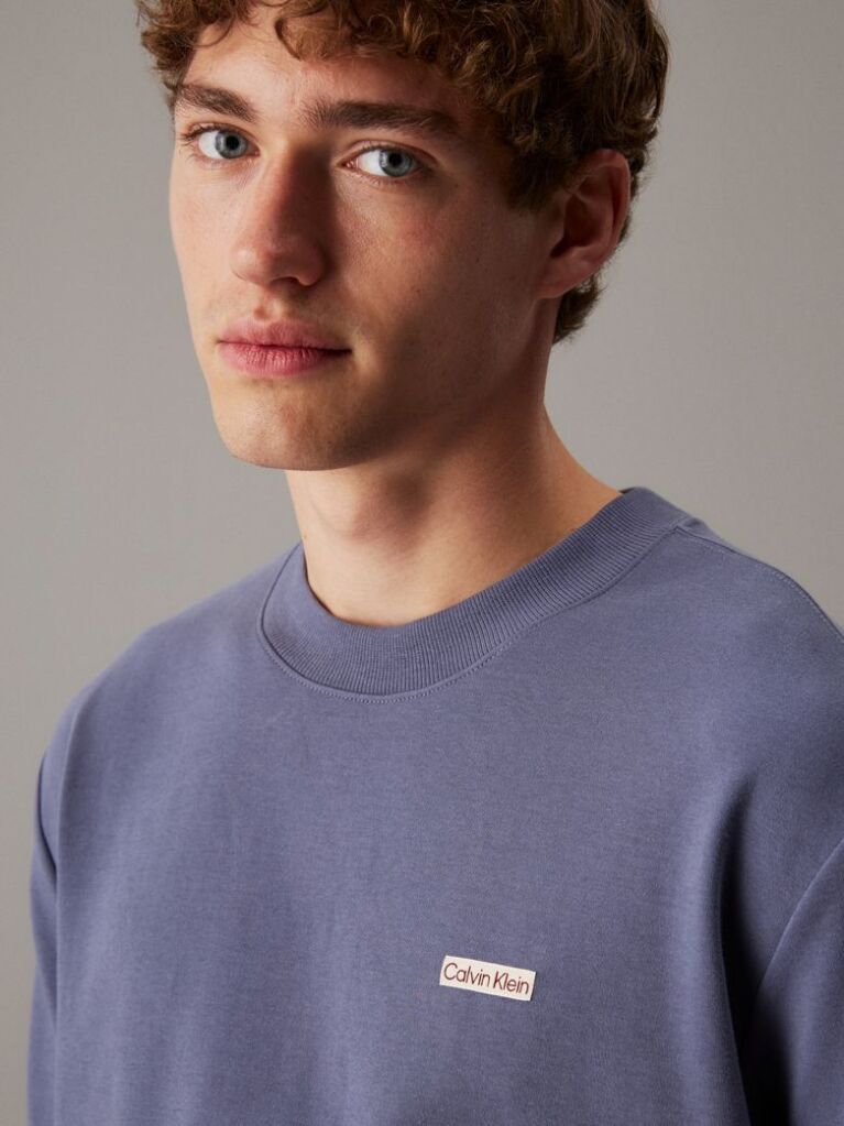 Γκρι Βαμβακερό T-shirt Με Λογότυπο  Άνδρας