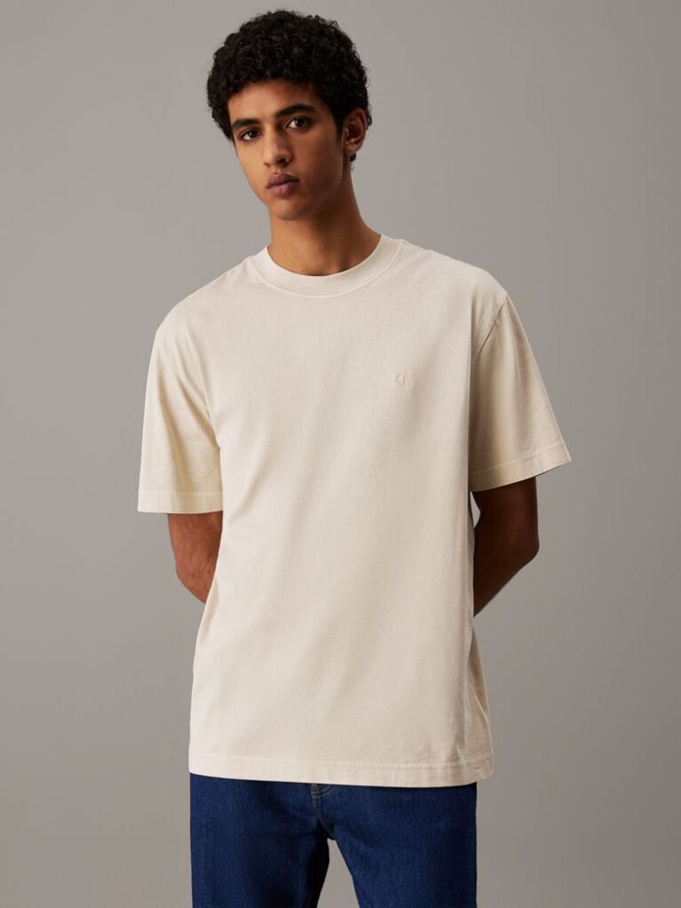 Μπεζ Άνετο T-shirt Με Λογότυπο  Άνδρας