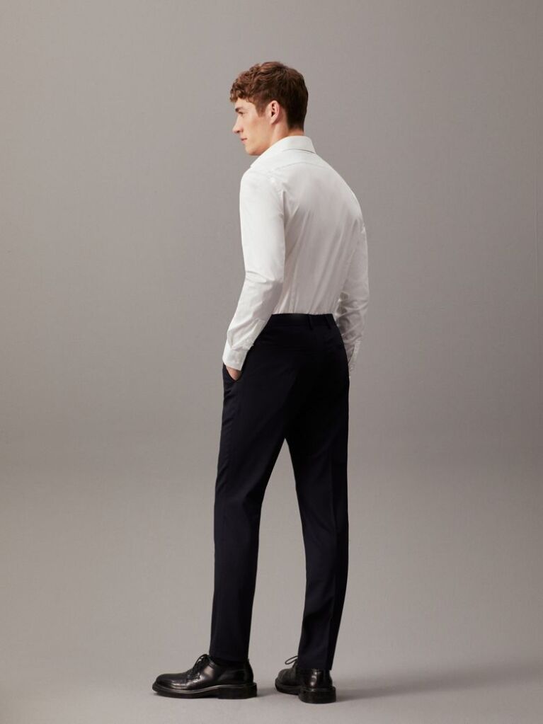 White Slim Poplin Dress Shirt  Men