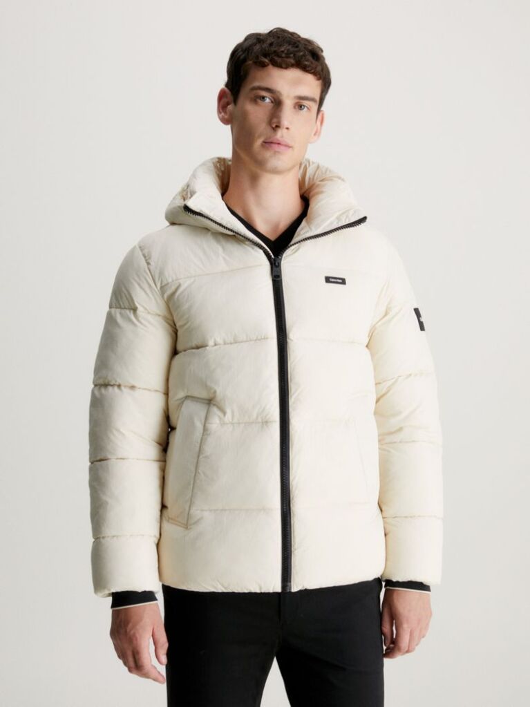 Beige Recycled Nylon Puffer Jacket  Men