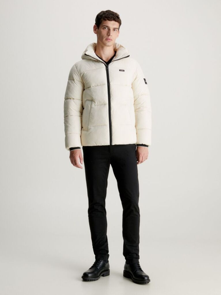 Beige Recycled Nylon Puffer Jacket  Men