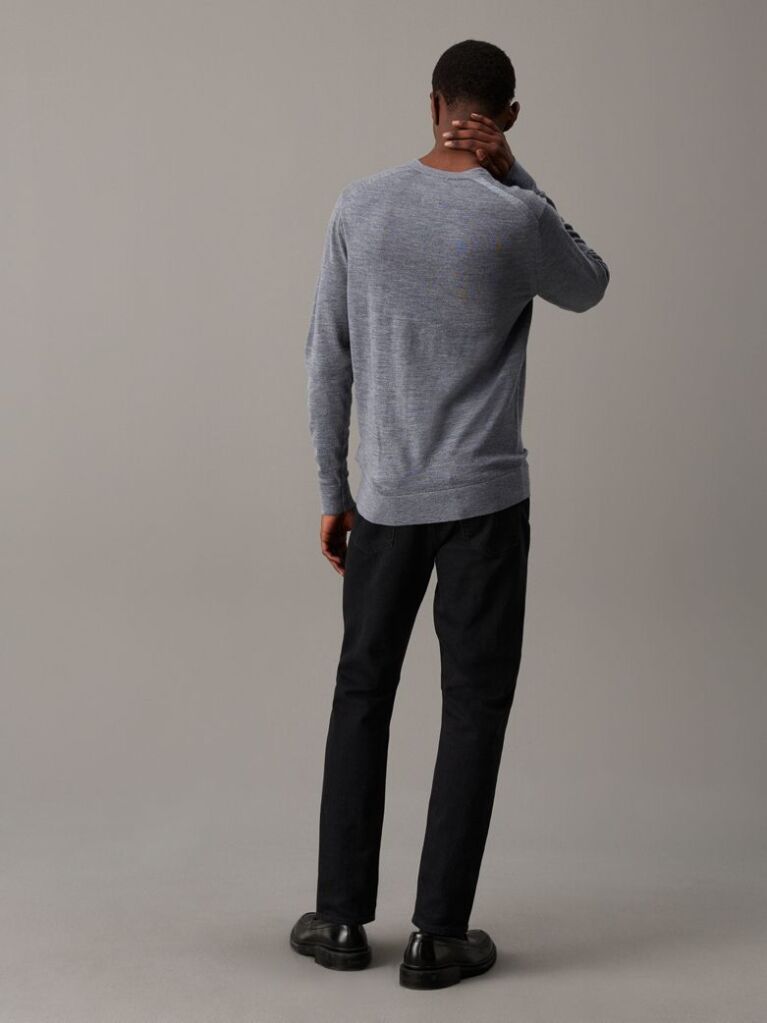 Grey Superior Wool Vneck Sweater  Men