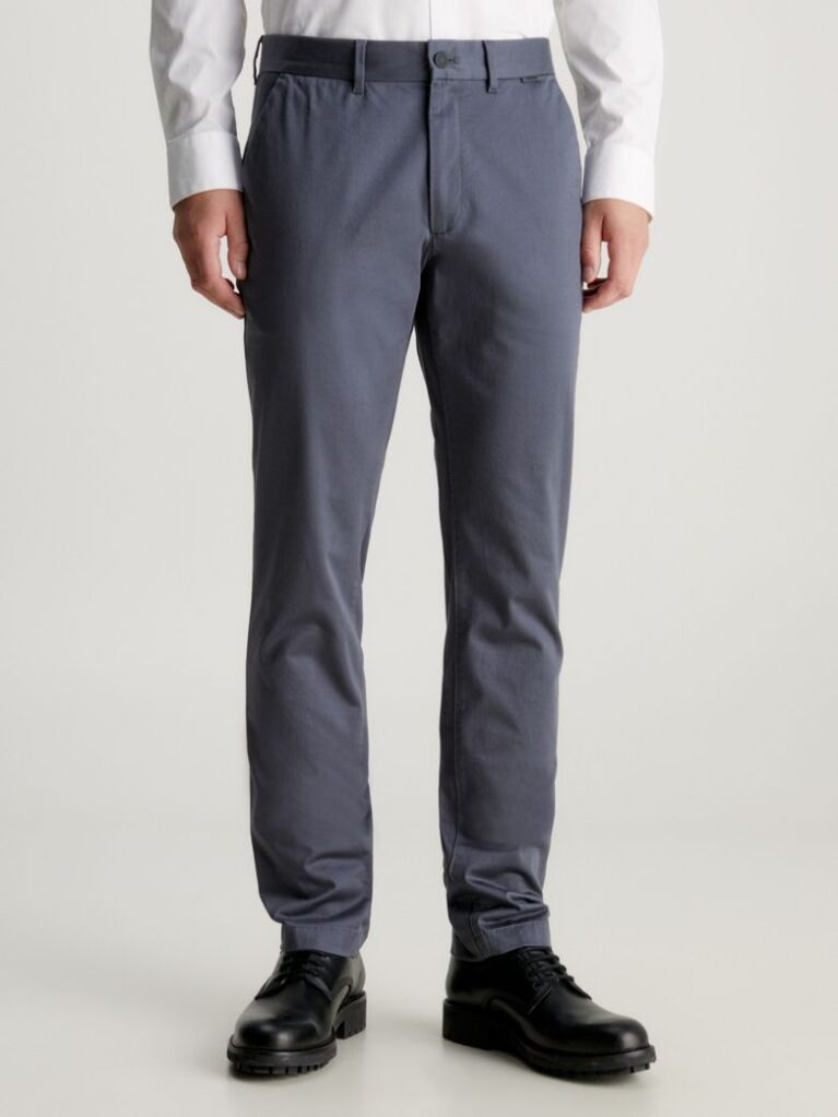 Grey Slim Chino Trousers  Men