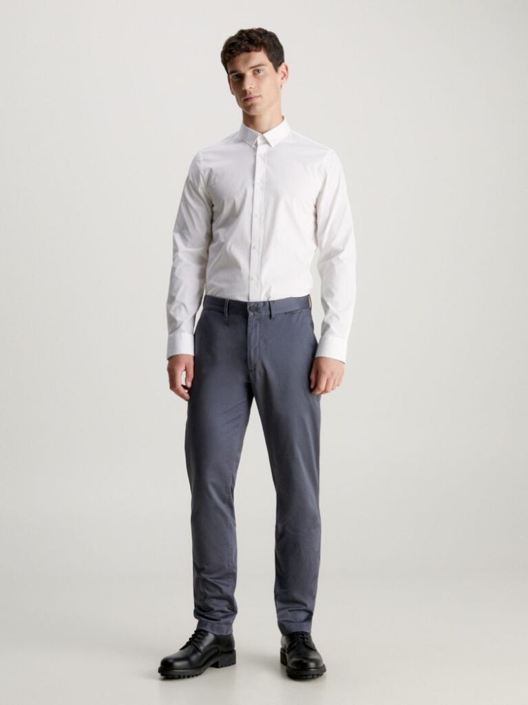 Grey Slim Chino Trousers  Men