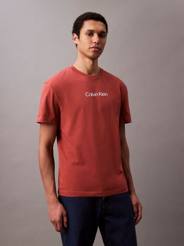 Κόκκινο Βαμβακερό T-shirt Με Λογότυπο  Άνδρας