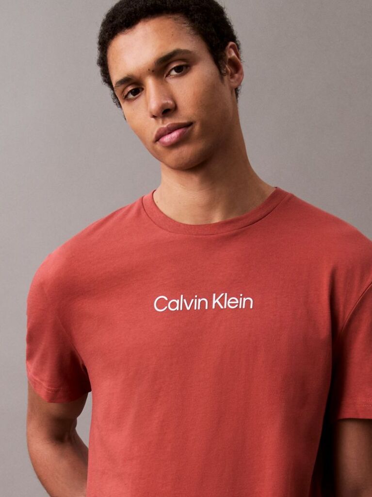 Κόκκινο Βαμβακερό T-shirt Με Λογότυπο  Άνδρας