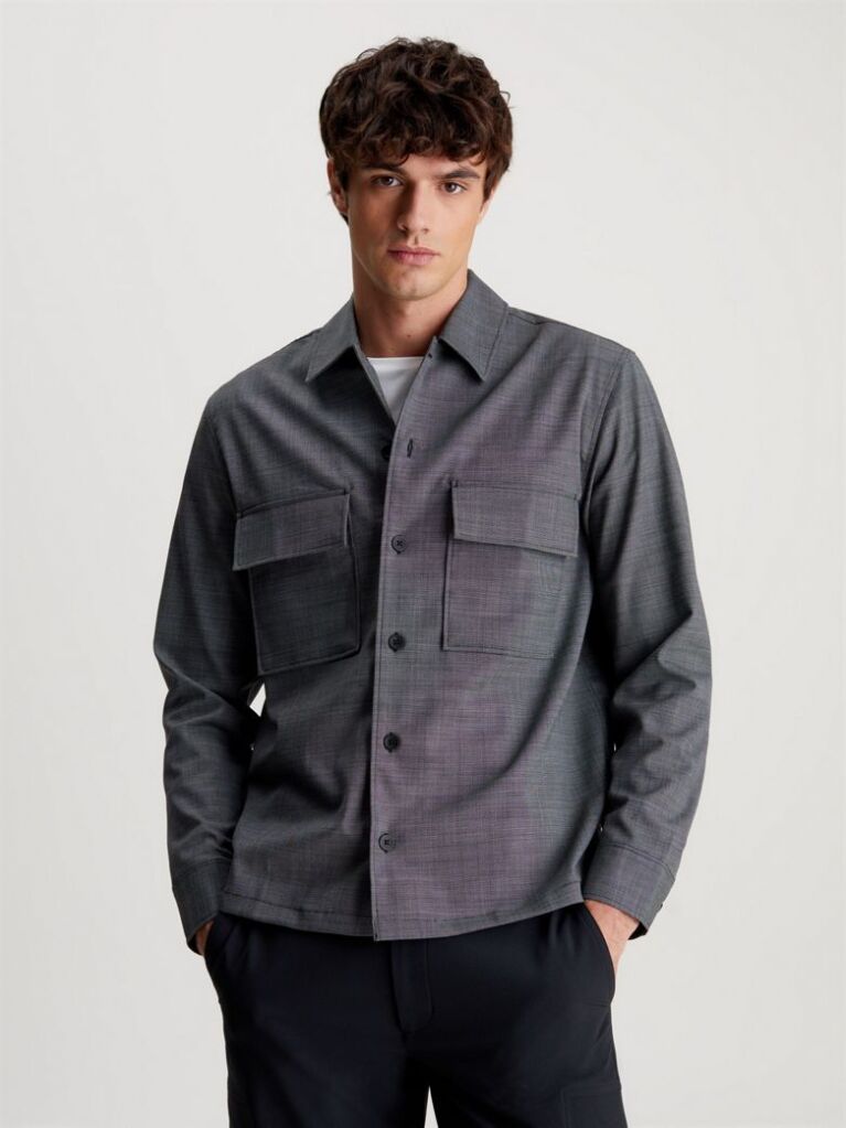 Μαύρο Βαμβακερό Overshirt  Άνδρας