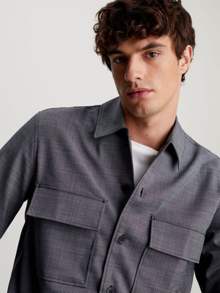 Μαύρο Βαμβακερό Overshirt  Άνδρας