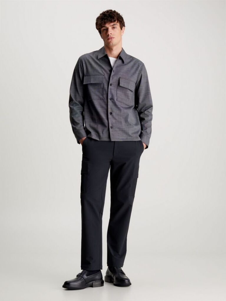 Μαύρο Βαμβακερό Overshirt  Άνδρας
