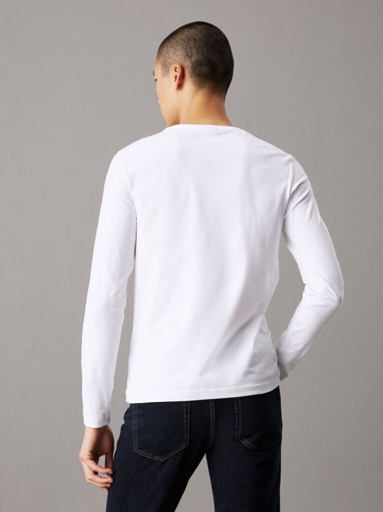 White Slim Stretch Long Sleeve T-shirt  Men